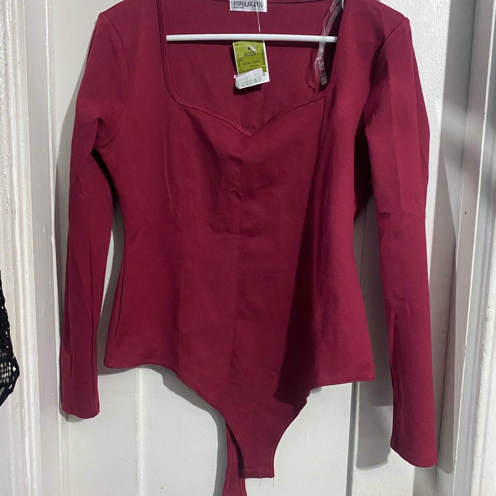 Women's Red Long Sleeve Top
